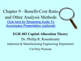 Benefit-Cost Ratio Analysis