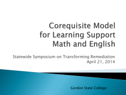 Corequisite Model for Learning Support Math and English