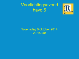 H5 voorlichtingsavond 8 oktober 2014