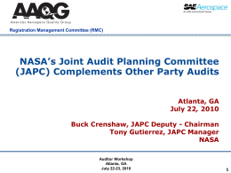 NASA`s Joint Audit Planning Committee