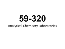 Lab Introduction - Analytical Chemistry