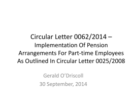 Pension Presentation - Circular Letter 0062/2014
