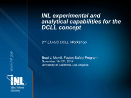 INL experimental and analytical capabilities for DCLL