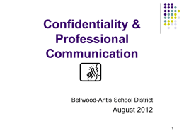Confidentiality - Bellwood Antis School District