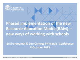 Phased implementation of the new Resource Allocation Model (RAM)