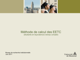 1 EETC = 30 cr&eacute;dits-&eacute;tudiants - Bureau de recherche institutionnelle