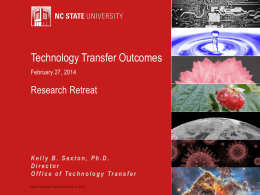 Technology Transfer Outcomes - Research, Innovation and
