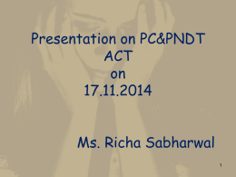 Presentation on PC & PNDT Act on 17-11-2014