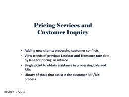 Pricing Services and Customer Inquiry