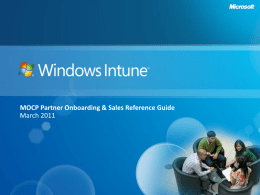Windows Intune Partner Onboarding Deck