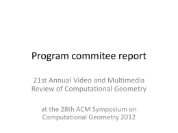 report of the Video PC - Computational Geometry Pages
