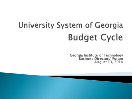 Budget Cycle - Georgia Institute of Technology