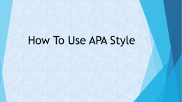 How To Use APA Style - The University of Texas
