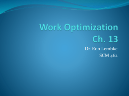 Work Optimization Ch. 13