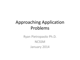 Approaching App. Problems