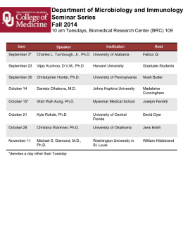 Fall 2014 Seminar Schedule