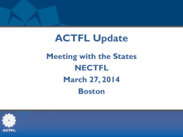Regional States Meetings - ACTFL Update