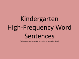 Kindergarten High-Frequency Word Sentences (All words are