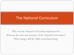 The Characteristics of the National Curriculum for PE