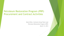 Petroleum Restoration Program Procurement and Contract Activities