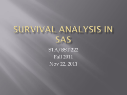 Survival Analysis in SAS - Department of Statistics