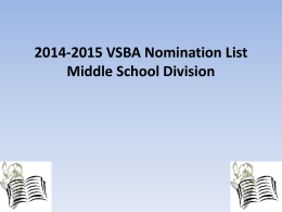 2014-2015 VSBA Nomination List Middle School Division