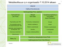 Metsäteollisuus ry:n organisaatio 7.10.2014 alkaen