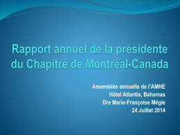 Rapport annuel de la présidente du Chapitre de Montréal