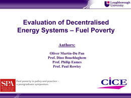 Evaluation of Decentralised Energy Systems – Fuel Poverty