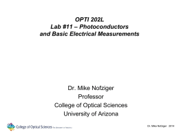 Lecture 11 - The University of Arizona College of Optical Sciences