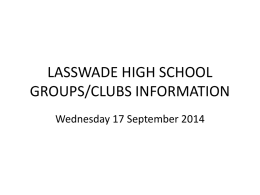 Lasswade High School Power Point Wednesday 17 September 2014
