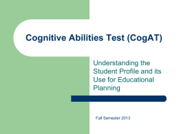 Cognitive Abilities Test Parent Presentation Nov.7