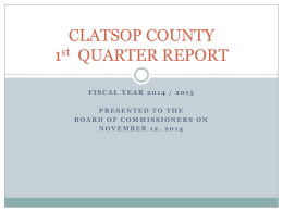 First Quarter Report - Clatsop County Oregon