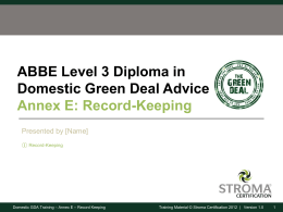 Annex E - Domestic GDA Training - Record-Keeping