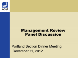 Management Review Presentation – December 2012