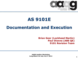 AS9101 Documentation and Execution
