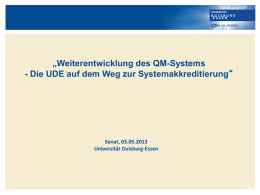 Systemakkreditierung - an der Universität Duisburg