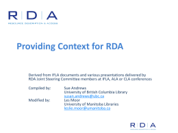 P2 - Providing Context for RDA