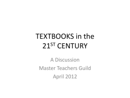 TEXTBOOKS IN THE 21ST CENTURY - Rosalind Franklin University