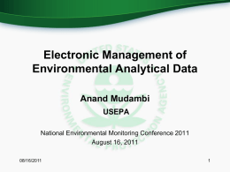 Electronic Management of Environmental Analytical Data