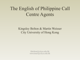 The English of Philippine Call Centre Agents