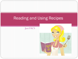 Reading and Using Recipes PowerPoint Presentation