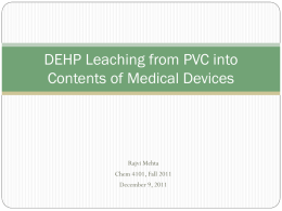 DEHP Leaching from PVC into Contents of Medical Devices