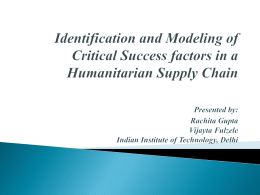 IDENTIFICATION AND MODELING OF CRITICAL