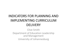 ELI SMT Capacity Building training Indicators for planning and
