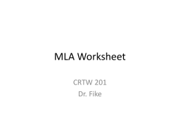 MLA Worksheet