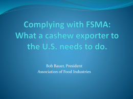 FSMA - What cashew business need to do?