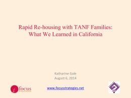 Rapid Re-housing with TANF Families: What We Learned
