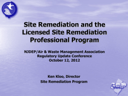 Status of Site Remediation Program in NJ