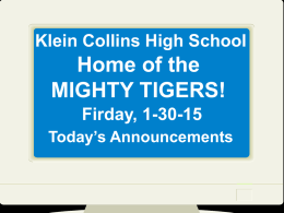 5 pm - Klein Collins High School
